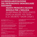 Convegno e webinar: “La regolarizzazione del patrimonio immobiliare esistente. Nuovi principi e nuove regole per l’edilizia” – Treviso, 27.09.2024 – 4 CFP